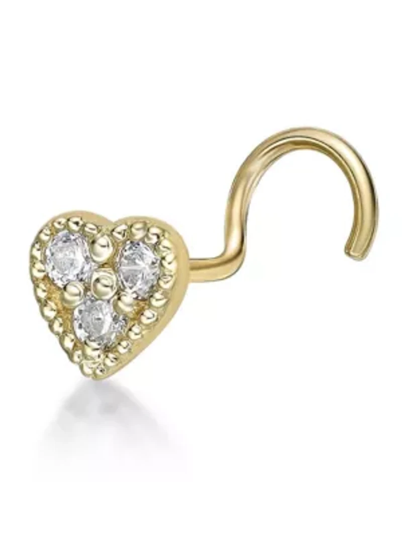 Lab Created Lila Moon Lab-Grown Diamond Accent Heart Nose Stud in 10K Gold