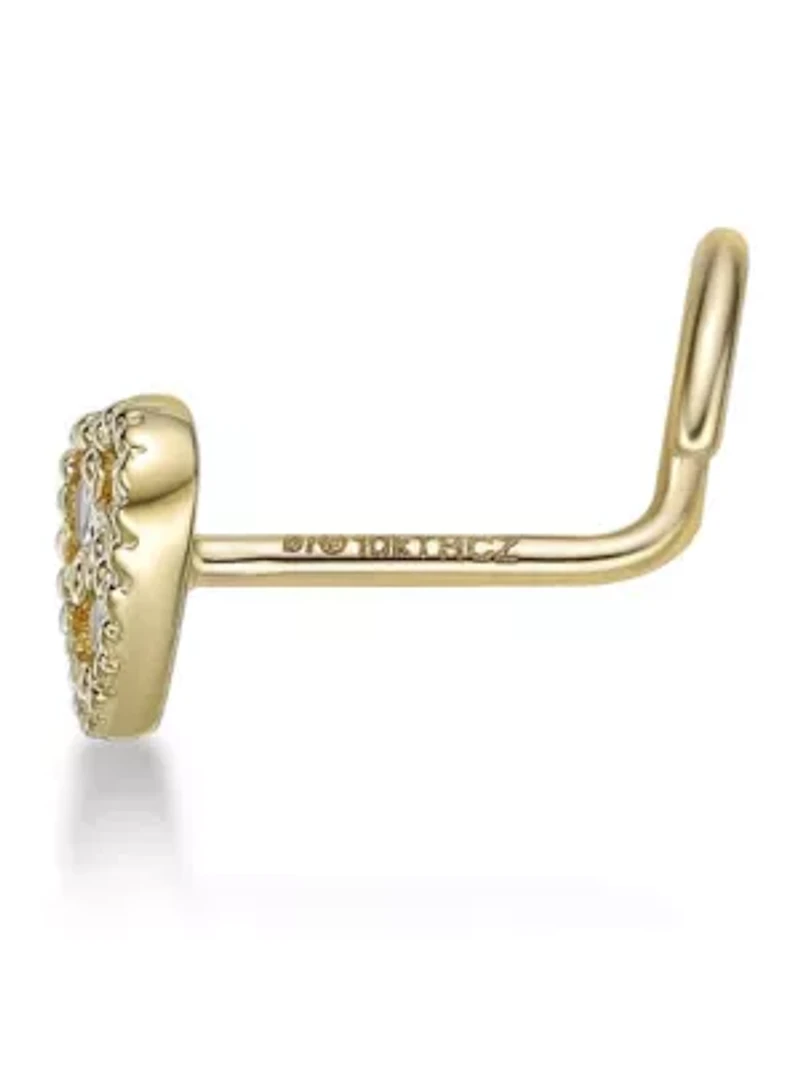 Lab Created Lila Moon Lab-Grown Diamond Accent Heart Nose Stud in 10K Gold