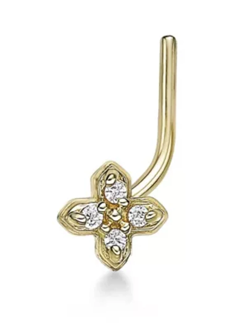 Lab Created Lila Moon Lab-Grown Diamond Accent Curved Nose Stud in 10K Gold
