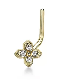 Lab Created Lila Moon Lab-Grown Diamond Accent Curved Nose Stud in 10K Gold