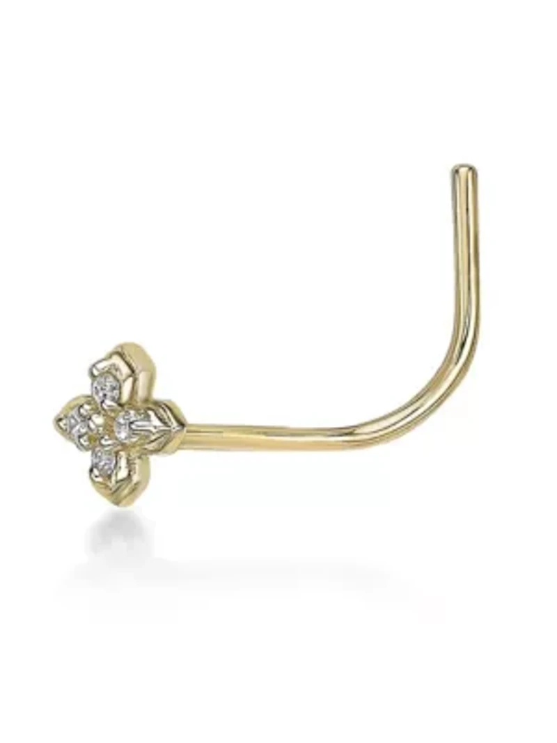 Lab Created Lila Moon Lab-Grown Diamond Accent Curved Nose Stud in 10K Gold