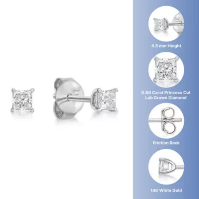 Lab Created 5/8 ct. t.w. Lab Grown Diamond Stud Earrings in 14K White Gold