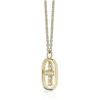 Lab Created Gemminded Lab-Grown Diamond Accent Framed Cross Pendant Necklace in 18k Gold Over Silver
