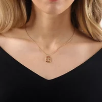 Lab Created Gemminded Lab-Grown Diamond Accent Framed Cross Pendant Necklace in 18k Gold Over Silver