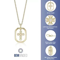 Lab Created Gemminded Lab-Grown Diamond Accent Framed Cross Pendant Necklace in 18k Gold Over Silver