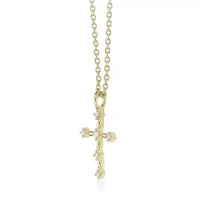 Lab Created Gemminded Lab-Grown Diamond Accent Cross Pendant Necklace in 18k Gold Over Silver