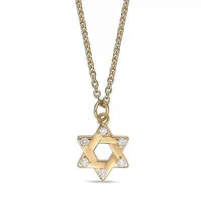 Lab Created Gemminded Lab-Grown Diamond Accent Star of David Pendant Necklace in 18k Gold Over Silver