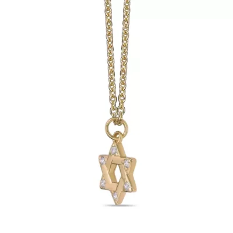 Lab Created Gemminded Lab-Grown Diamond Accent Star of David Pendant Necklace in 18k Gold Over Silver