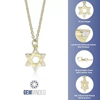 Lab Created Gemminded Lab-Grown Diamond Accent Star of David Pendant Necklace in 18k Gold Over Silver