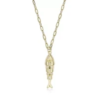 Lab Created Gemminded Lab-Grown Diamond Accent Fish Pendant Necklace in 18k Gold Over Silver