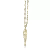 Lab Created Gemminded Lab-Grown Diamond Accent Fish Pendant Necklace in 18k Gold Over Silver