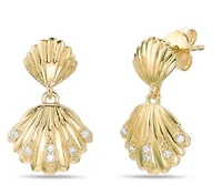 Lab Created Gemminded Lab-Created Diamond Accent Seashell Drop Post Earrings in 18k Gold Over Silver