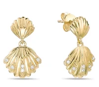 Lab Created Gemminded Lab-Created Diamond Accent Seashell Drop Post Earrings in 18k Gold Over Silver