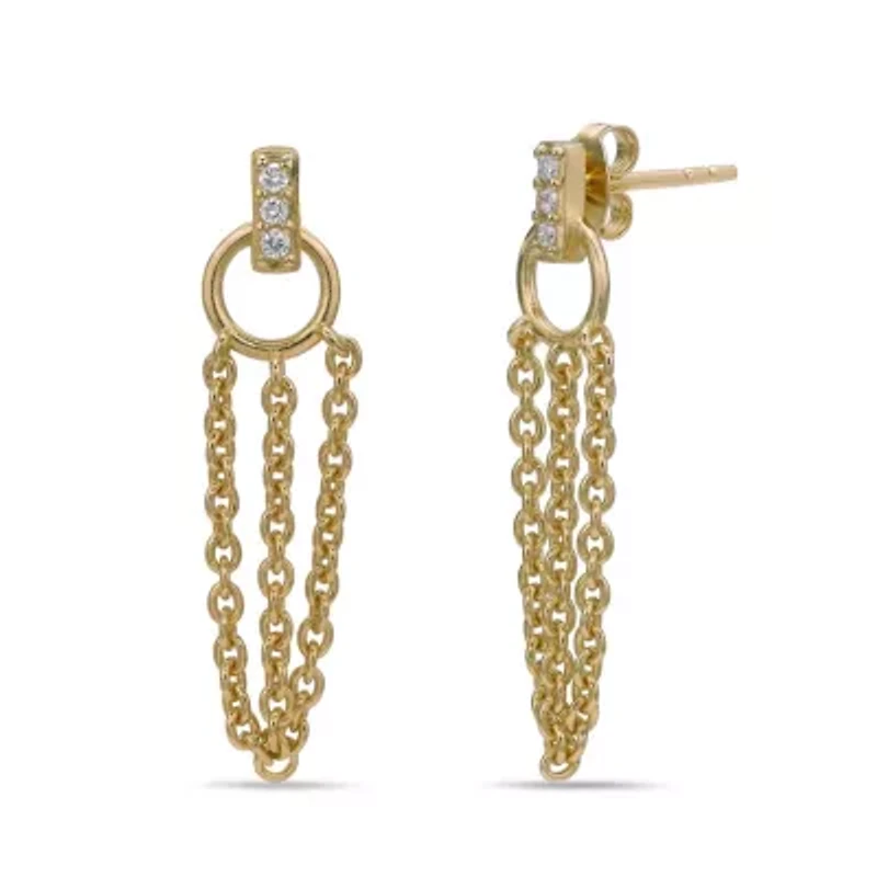 Lab Created Gemminded Lab-Grown Diamond Accent Drop Earrings in 18k Gold Over Silver