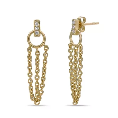 Lab Created Gemminded Lab-Grown Diamond Accent Drop Earrings in 18k Gold Over Silver