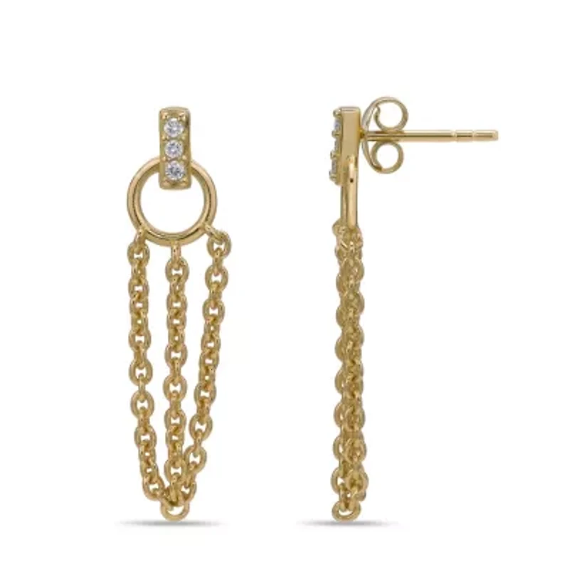 Lab Created Gemminded Lab-Grown Diamond Accent Drop Earrings in 18k Gold Over Silver