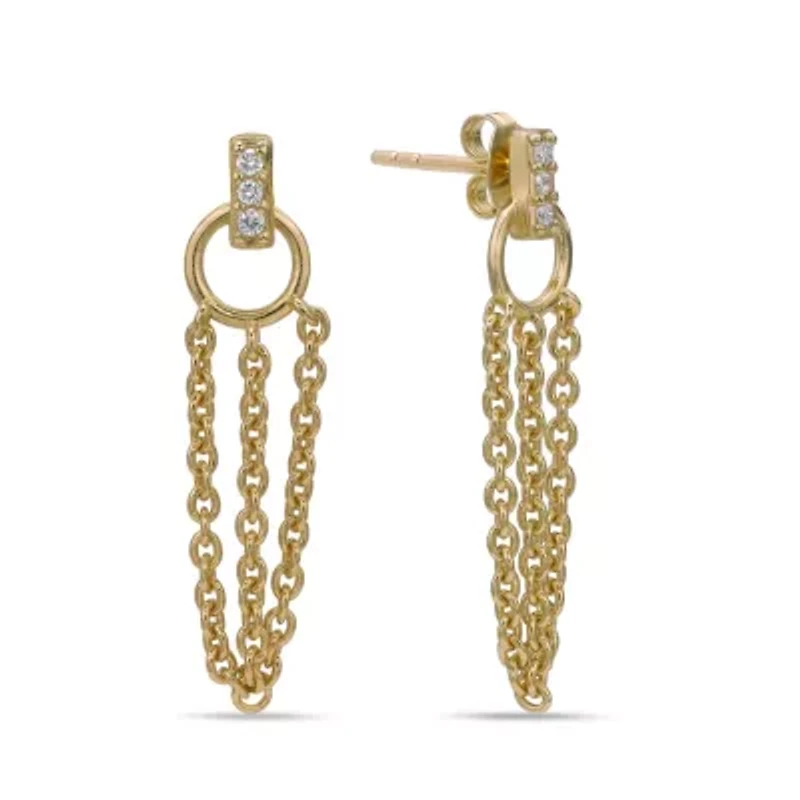 Lab Created Gemminded Lab-Grown Diamond Accent Drop Earrings in 18k Gold Over Silver
