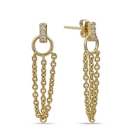 Lab Created Gemminded Lab-Grown Diamond Accent Drop Earrings in 18k Gold Over Silver