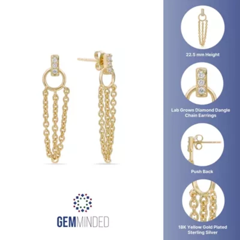 Lab Created Gemminded Lab-Grown Diamond Accent Drop Earrings in 18k Gold Over Silver