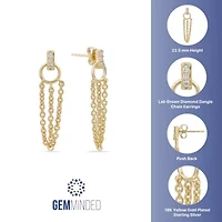 Lab Created Gemminded Lab-Grown Diamond Accent Drop Earrings in 18k Gold Over Silver