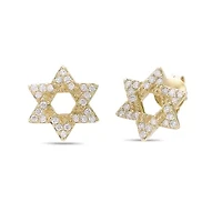 Lab Created 18k Gold Plated Silver 1/4 CTTW Lab Grown Diamond Star of David Earrings