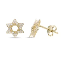 Lab Created 18k Gold Plated Silver 1/4 CTTW Lab Grown Diamond Star of David Earrings