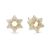 Lab Created 18k Gold Plated Silver 1/4 CTTW Lab Grown Diamond Star of David Earrings