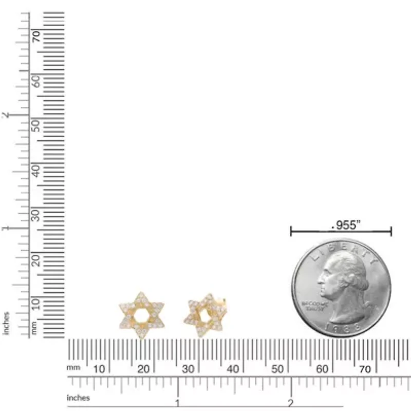 Lab Created 18k Gold Plated Silver 1/4 CTTW Lab Grown Diamond Star of David Earrings
