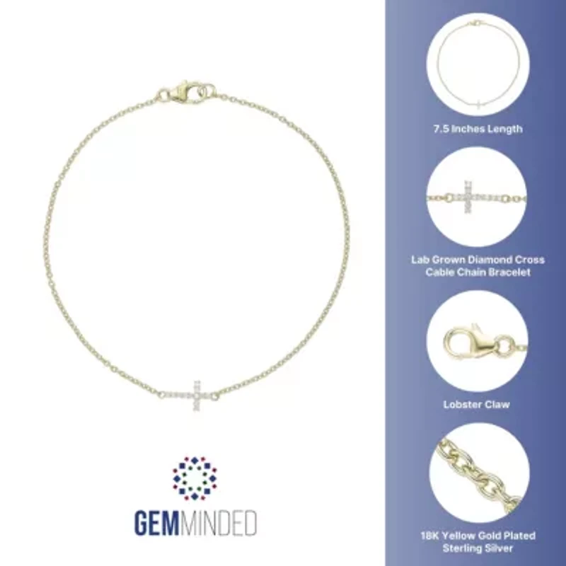 Lab Created Gemminded Lab-Grown Diamond Accent Bracelet in 18K Gold Over Silver
