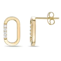 Lab Created 18k Gold Plated Silver 1/10 CTTW Lab Grown Diamond Oval Hoop Earrings