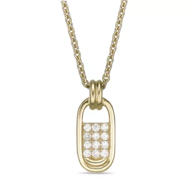 Lab Created 18k Gold Plated Sterling Silver 1/8 ct. t.w. Lab Grown Diamond Pull Tab Pendant Necklace