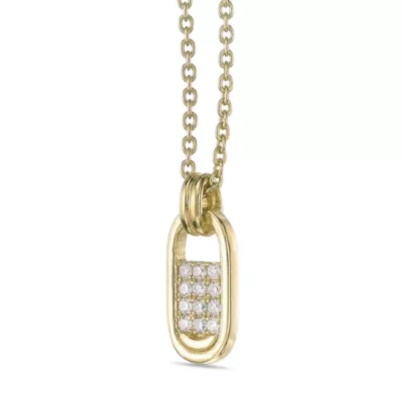 Lab Created 18k Gold Plated Sterling Silver 1/8 ct. t.w. Lab Grown Diamond Pull Tab Pendant Necklace