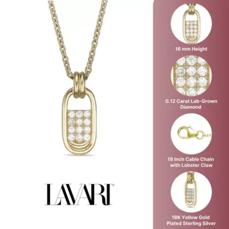 Lab Created 18k Gold Plated Sterling Silver 1/8 ct. t.w. Lab Grown Diamond Pull Tab Pendant Necklace