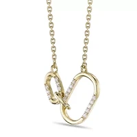 Lab Created 18k Gold Plated Sterling Silver 1/10 cttw. Lab Grown Diamond Interlocking Link Pendant Necklace