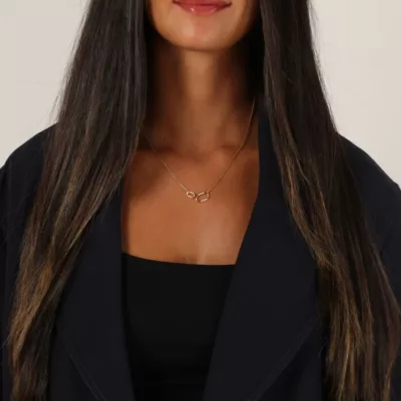 Lab Created 18k Gold Plated Sterling Silver 1/10 cttw. Lab Grown Diamond Interlocking Link Pendant Necklace