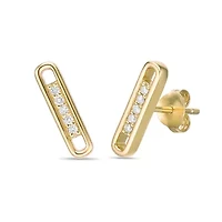 Lab Created 18k Gold Plated Silver 1/10 CTTW Lab Grown Diamond Bar Earrings