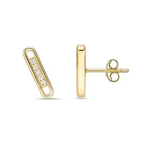 Lab Created 18k Gold Plated Silver 1/10 CTTW Lab Grown Diamond Bar Earrings