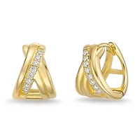 Lab Created 18k Gold Plated Silver 1/10 CTTW Lab Grown Diamond Hoop Earrings