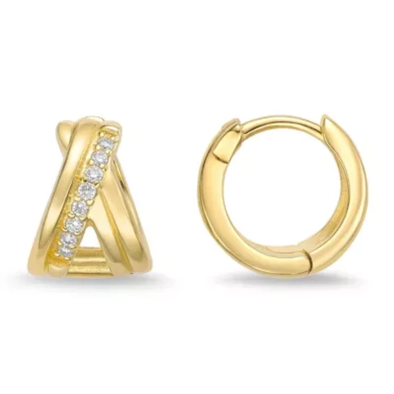 Lab Created 18k Gold Plated Silver 1/10 CTTW Lab Grown Diamond Hoop Earrings
