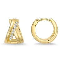Lab Created 18k Gold Plated Silver 1/10 CTTW Lab Grown Diamond Hoop Earrings