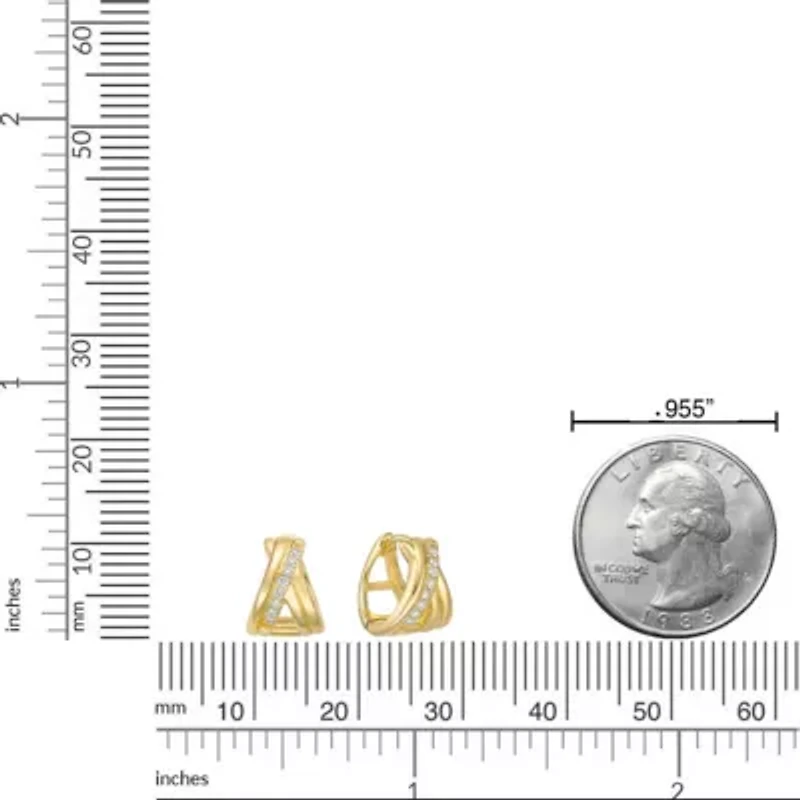 Lab Created 18k Gold Plated Silver 1/10 CTTW Lab Grown Diamond Hoop Earrings