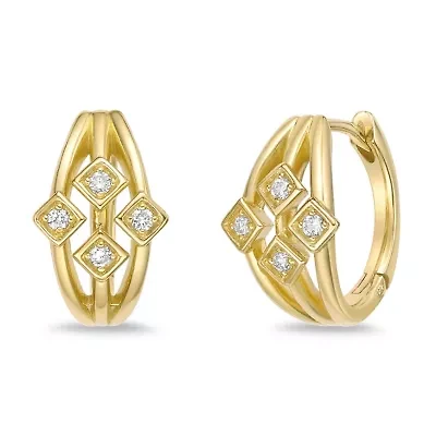 Lab Created 18k Gold Plated Silver 1/10 CTTW Lab Grown Diamond Hoop Earrings