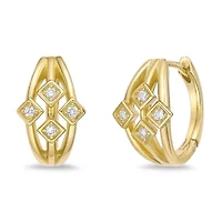 Lab Created 18k Gold Plated Silver 1/10 CTTW Lab Grown Diamond Hoop Earrings