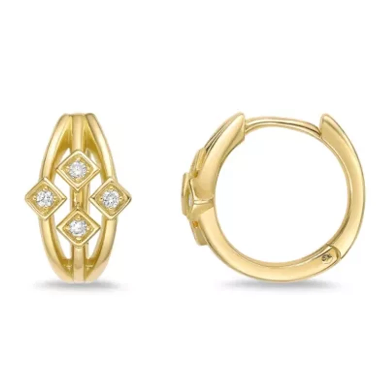 Lab Created 18k Gold Plated Silver 1/10 CTTW Lab Grown Diamond Hoop Earrings