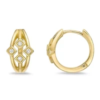 Lab Created 18k Gold Plated Silver 1/10 CTTW Lab Grown Diamond Hoop Earrings