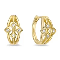 Lab Created 18k Gold Plated Silver 1/10 CTTW Lab Grown Diamond Hoop Earrings