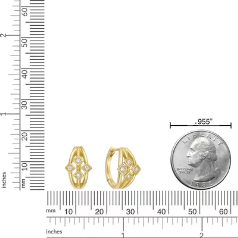 Lab Created 18k Gold Plated Silver 1/10 CTTW Lab Grown Diamond Hoop Earrings