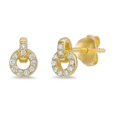 Lab Created 18k Gold Plated Silver 1/10 CTTW Lab Grown Diamond Circle Earrings