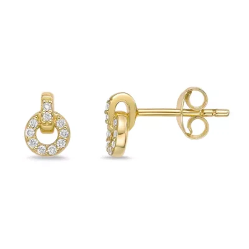 Lab Created 18k Gold Plated Silver 1/10 CTTW Lab Grown Diamond Circle Earrings