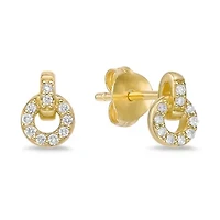 Lab Created 18k Gold Plated Silver 1/10 CTTW Lab Grown Diamond Circle Earrings